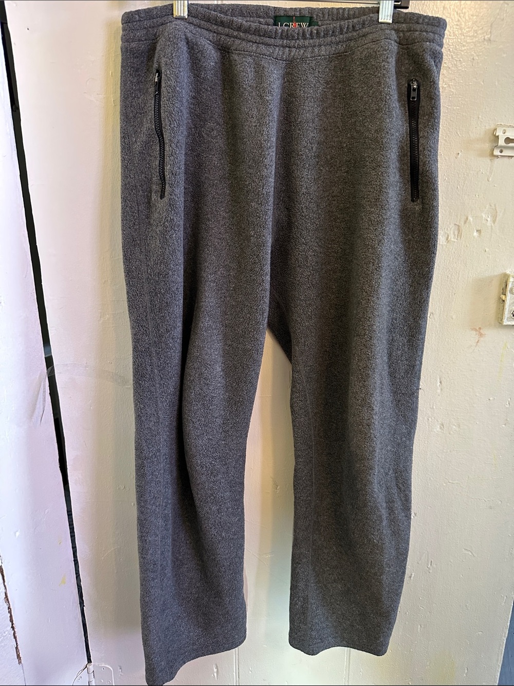 J. Crew Men’s Dark Charcoal Fleece Joggers with Zip Pockets